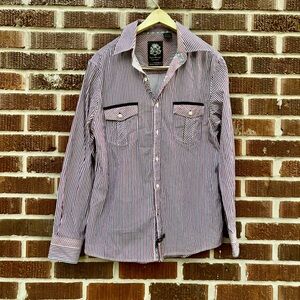 English Laundry Blaque Label Size S Check Pattern Flip Cuffs Long Sleeve